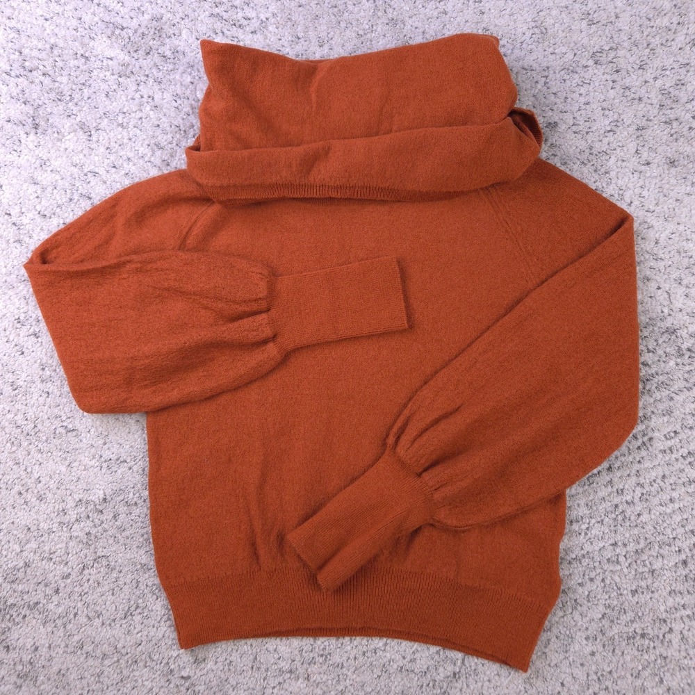 Anthropologie Sweater Womens XS Cowl Neck Merino Wool Burnt Orange Pullover GUC